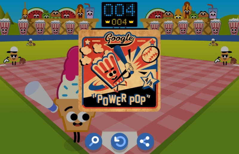 Google Baseball interactive doodle, credits Google