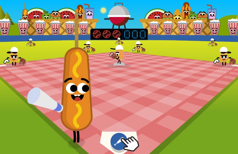 Google Baseball interactive doodle, credits Google