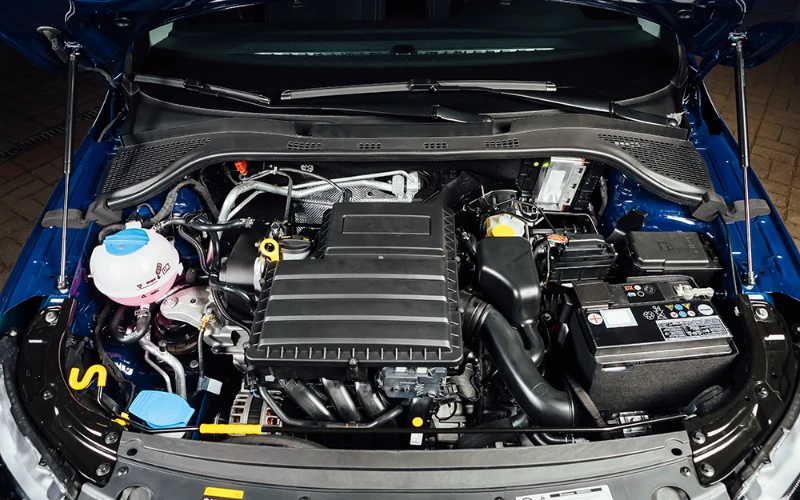 how to check transmission fluid - modern engine compartment