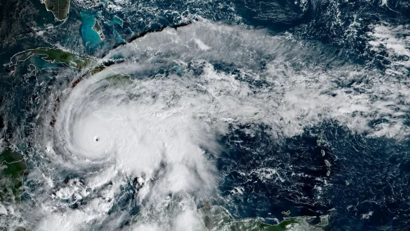 Hurricane Melissa satellite view swirling over the Caribbean, Image Credits (CIRA/NOAA/Reuters)