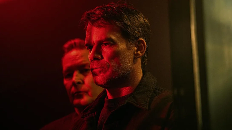 Michael C Hall dramatic scene in red light, image credits: Zach Dilgard/Paramount+ with SHOWTIME