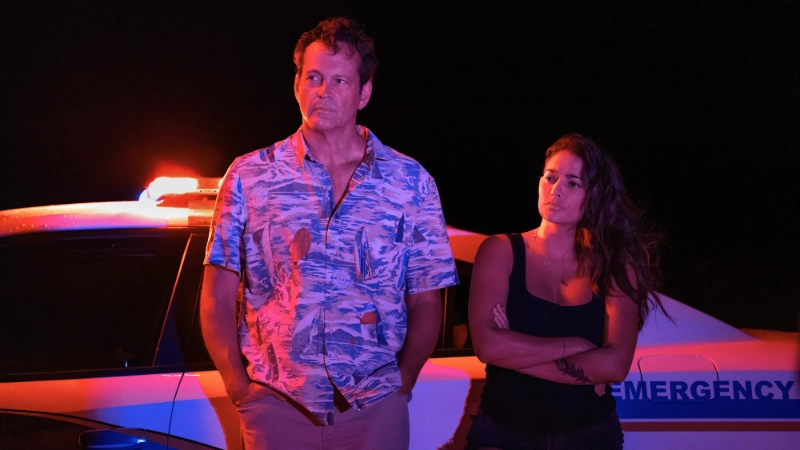 Vince Vaughn and Natalie Martinez in Bad Monkey. Image Credits: Apple TV+