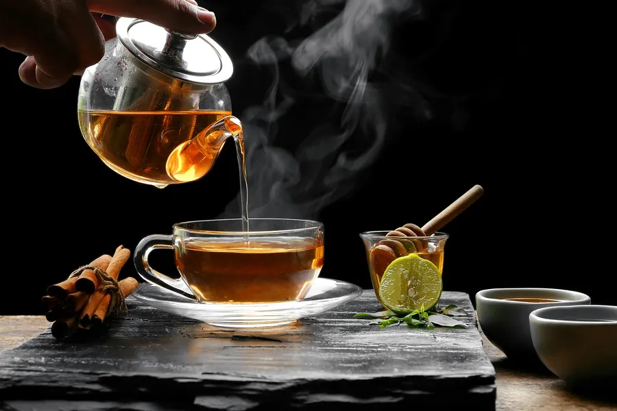 What is the tea used in Chinese restaurants: herbal tea with honey, lime, cinnamon.