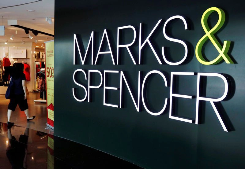 m&s cyber attack: Marks & Spencer logo at store after cyber incident.