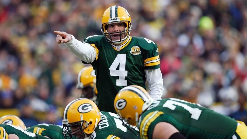 Brett Favre: Green Bay Packers quarterback signals play.