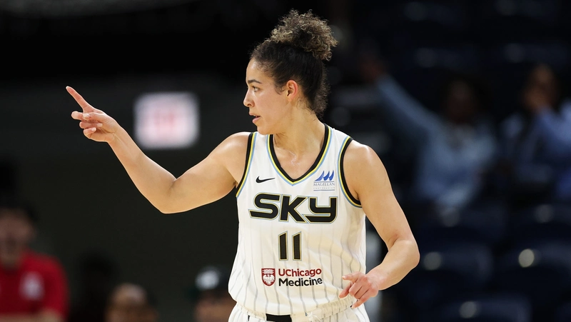 WNBA: Kia Nurse directs play for Chicago Sky during game.