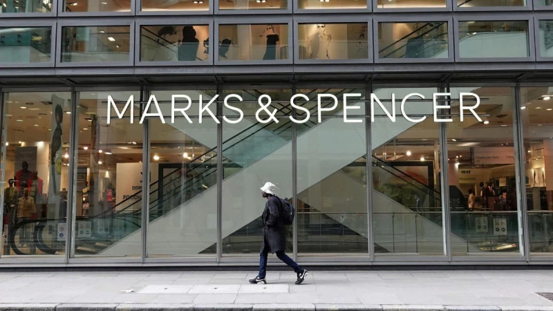 m&s cyber attack: Marks & Spencer glass storefront after cyber incident.