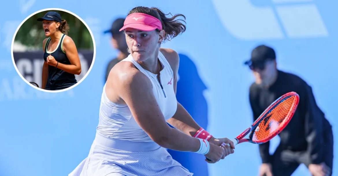 Elena Pridankina focused tennis swing