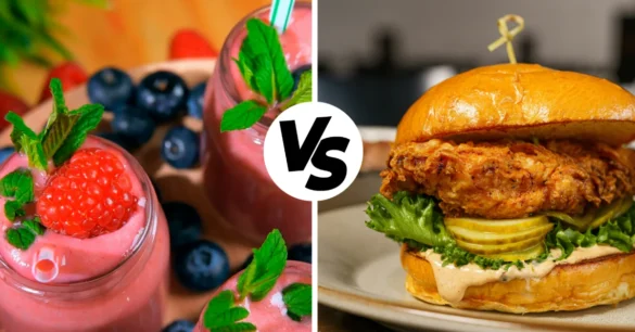 What Can You Eat After Tooth Extraction, smoothies vs fried chicken sandwich, image credits: Jugoslocos/ Hybrid Storytellers / UNSPLASH