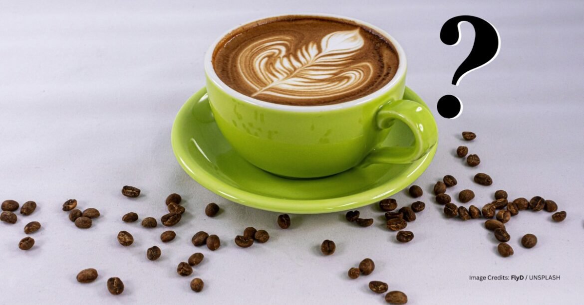 What is a latte, coffee cup with latte art and question mark, image credits: FlyD / UNSPLASH